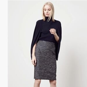 Lafayette 148 New York Revelin Tweed Pencil Skirt Women's Sz 4 Navy Tailored